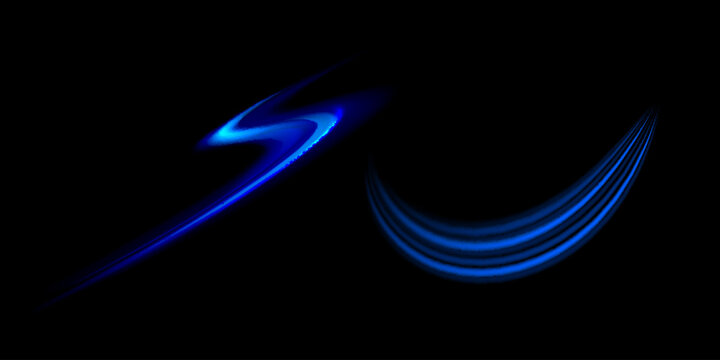 Light glowing effect. Light trail wave, fire path trace line and incandescence curve twirl