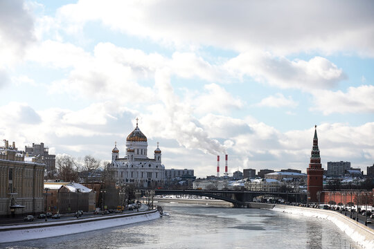 Winter landscape in the Russian capital Moscow