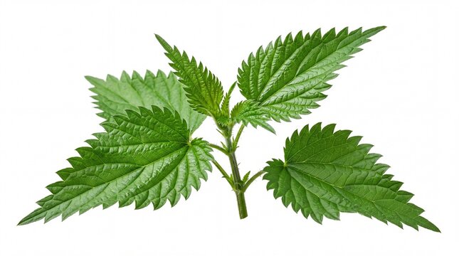 Fresh green stinging nettle leaves on a stem