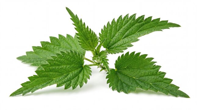 Fresh green stinging nettle leaves on a stem