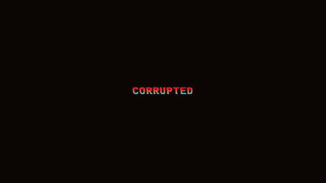 Motion video of corrupted digital screen with glitch effects and distorted visuals.