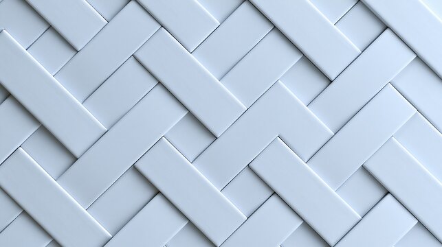 Clean light white herringbone pattern of rectangular tiles with smooth surface creates modern minimalist geometric texture background for interior design
