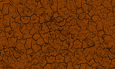 Naklejka premium cracked ground texture Orange Cracked Earth Texture Background with Dark Distressed Grunge Surface