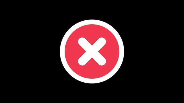 Red Error X Mark Icon Animation with Alpha Channel