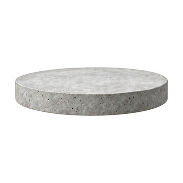 Round Concrete Product Display Podium Isolated, Minimalist Cement Pedestal for Product Showcase