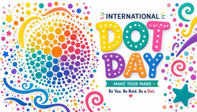 International dot day background with colorful dots and artistic elements