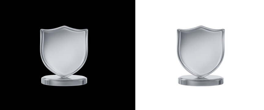 3D Glass Shield Icon, Security Symbol Transparent PNG