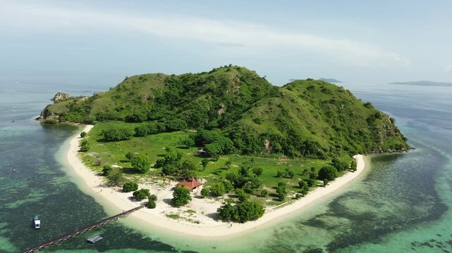 Kanawa Island Tropical Beach and Turquoise Lagoon Aerial View, Indonesia
