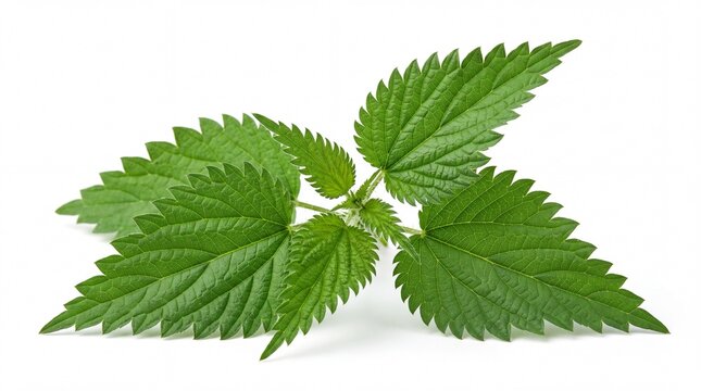 Green stinging nettle leaves isolated on white