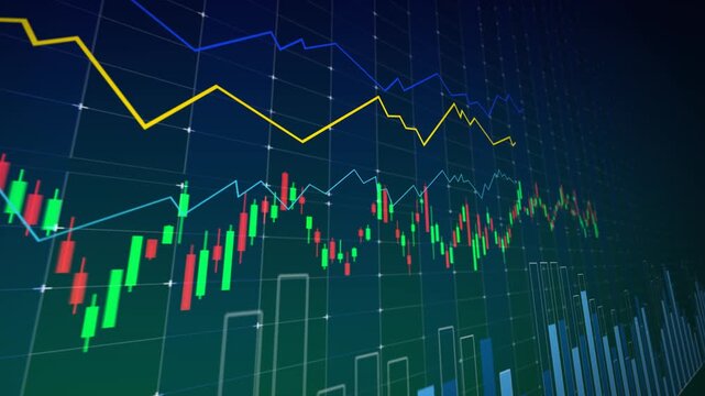Stock market and financial data curves are rising