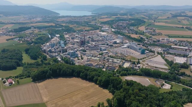 Aerial view of Lenzing plastics manufacturing plant