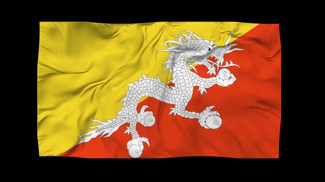 Bhutan Flag Waving Seamless Loop Animation in 4K UHD
