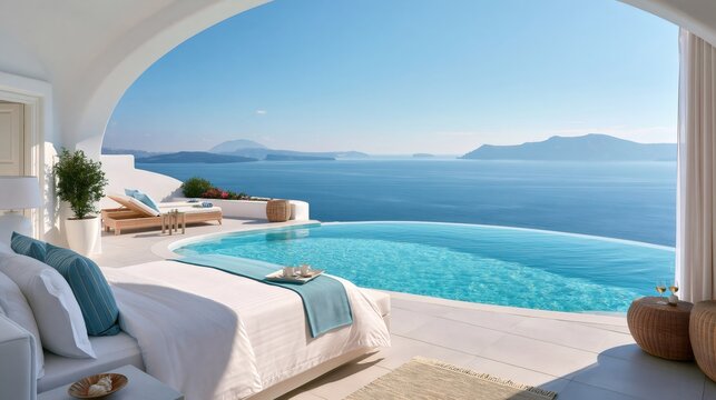 Santorini luxury hotel suite with private infinity pool