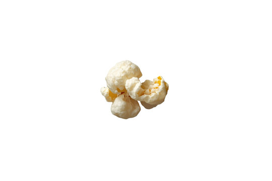 Single popped popcorn kernel with golden center