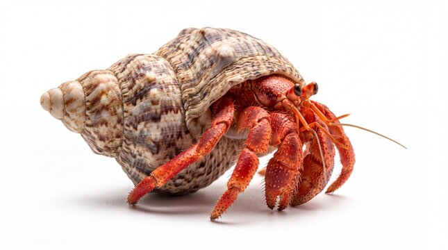 Small hermit crab with a decorative purple shell