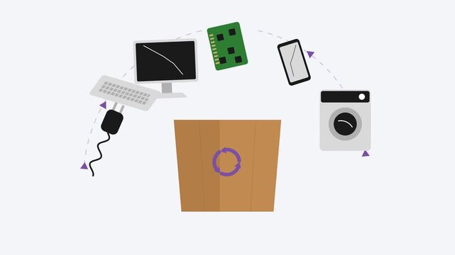 Electronic Waste Device Recycling Loop Animation