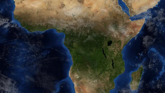 Planet Earth Flyover Orbit View From Space Animation