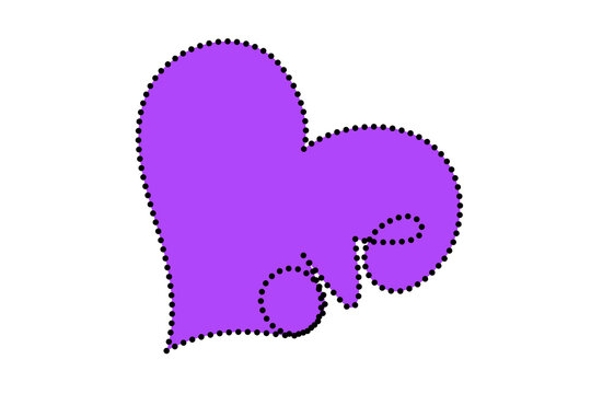 Purple abstract heart shape with dotted outline conveying love during valentine's day isolated on transparent background