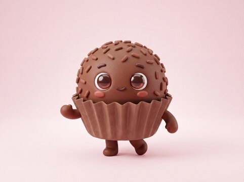 Mascote brigadeiro de chocolate 3D 