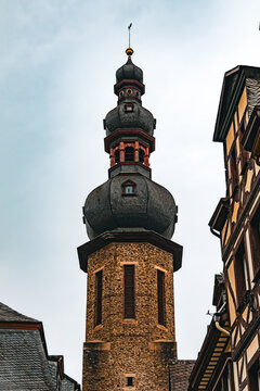 St. Martin Church tower in Cochem, Moselle Valley, Germany