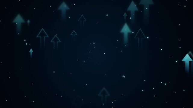 Glowing blue upward arrows motion background for growth