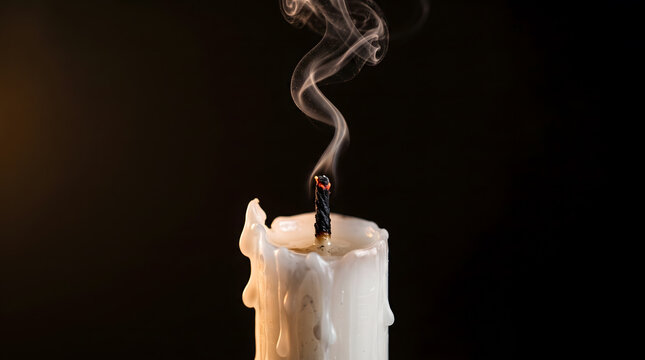 Extinguished Candle Whispering Thin White Smoke Filament Loss Memory Metaphor