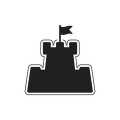 Obraz premium Black Castle Icon, Fortress Vector Symbol, Medieval Tower Sign, Building Design Element, Outline graphic for Website and Logo Design