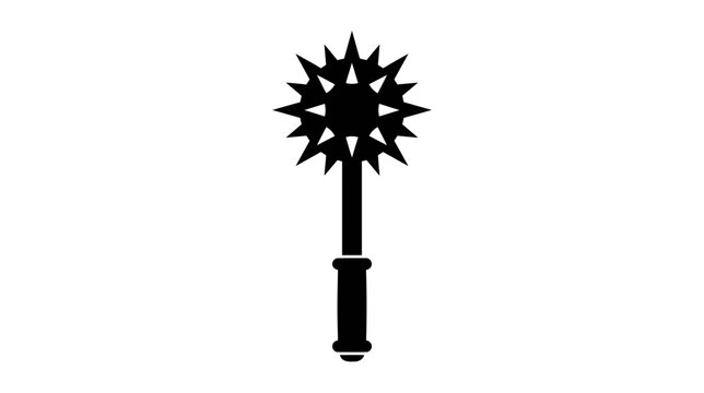 Medieval spiked mace isolated on transparent background