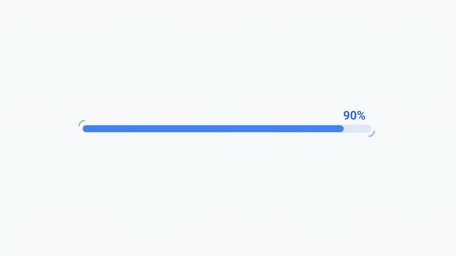 Minimal blue  progress bar animation on a clean light background, representing loading, completion, processing, software updates, and digital workflow.