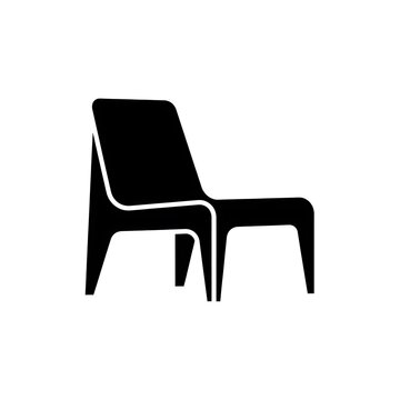 Modern black plastic chair with ergonomic design isolated
