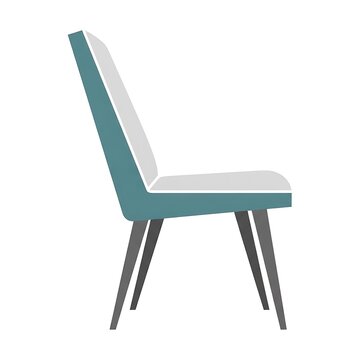 Modern green plastic chair with black legs side view