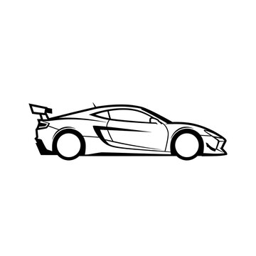 Side view sketch of a sleek sports car with a rear wing