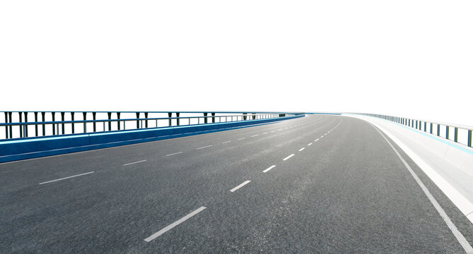 3d rendering empty highway curve with transparent background