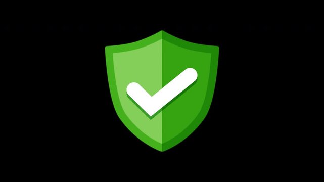 Green Shield with Checkmark Icon Animation, Security Protection Motion Graphics