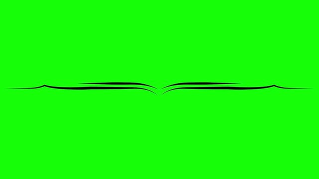 Black calligraphic line separator and text underline animation on green screen