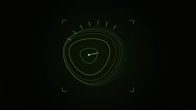 Abstract animated velocity read from doppler shift rings drawn as cool blue-white lines and shapes on a deep dark background. Seamless looping 4K motion graphics video with free space for text, ideal 