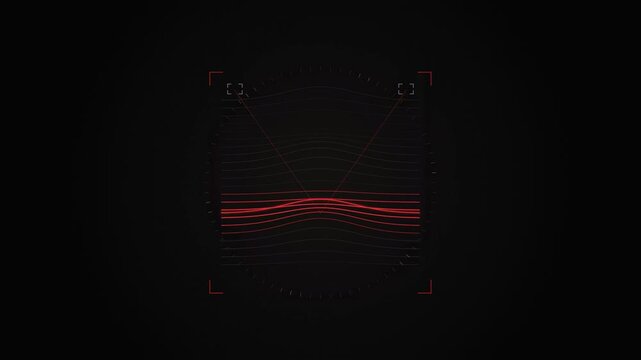 Abstract animated surface profiled by laser triangulation drawn as cool blue-white lines and shapes on a deep dark background. Seamless looping 4K motion graphics video with free space for text, ideal