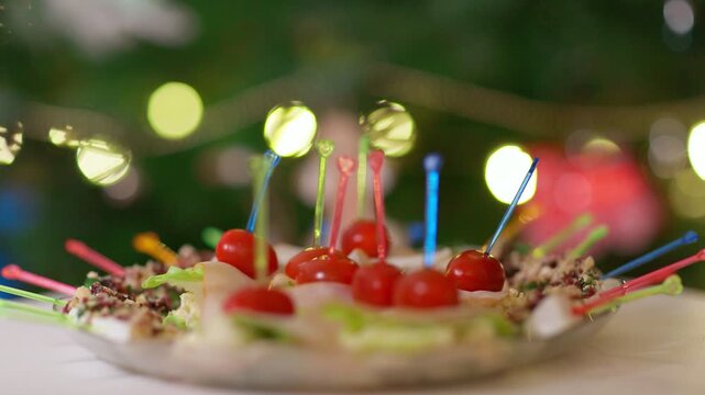 Delicious Appetizers on a Platter at a Festive Party