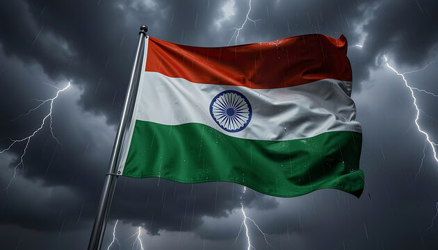 Indian Flag Storm Lightning 4K HD
