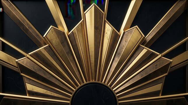 Golden and black 3D textured pattern with an art deco aesthetic.