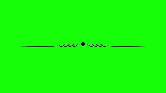 Elegant ornamental divider line drawing animation on green screen background