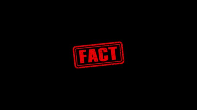 Fact rubber stamp animation. Fact Stamp textured bold text motion. Up to down stamp zooming and hit effect 4k video.