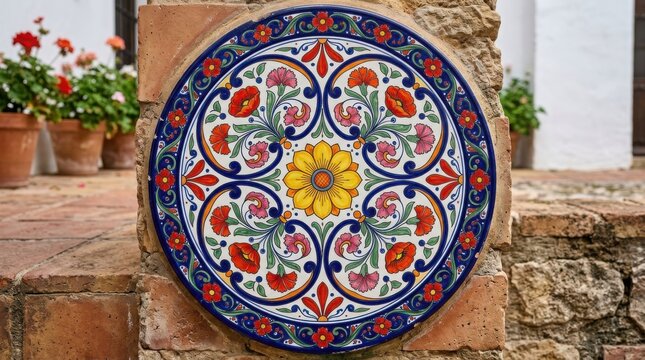 Vibrant Mexican Talavera Plate Decoration ,Hispanic Heritage Celebration Month, Latino Ctivalultural Festival, Cinco de Mayo, D&iacute;a de los Muertos, Carnaval, Inti Raymi