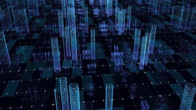 Holographic technology city high-rise concept