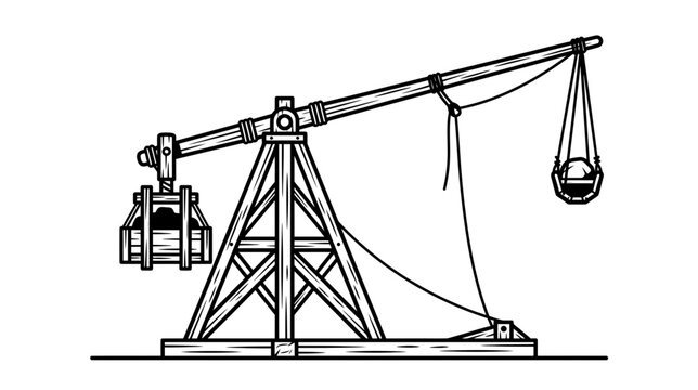 Medieval Siege Weapon Catapult Isolated