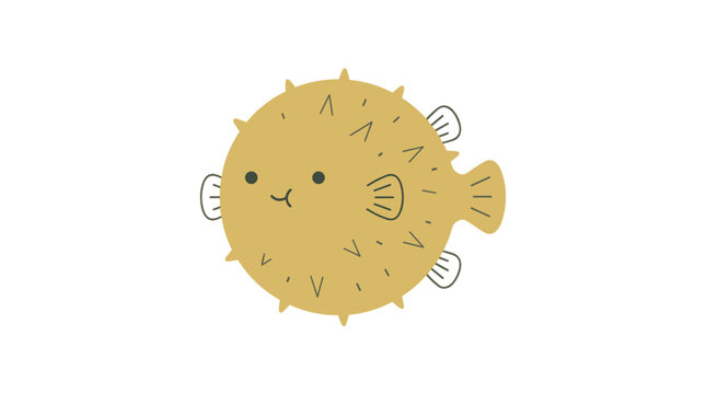 A cute cartoon puffer fish vector icon. This flat, simple, and friendly design is perfect for children's projects, marine themes, stickers, or educational content.