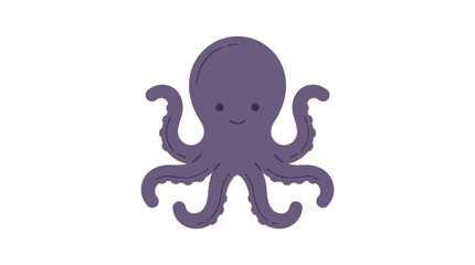 Fototapeta premium A cute, simple purple octopus vector illustration. Perfect for children's designs, nursery decor, marine life projects, educational materials, and playful branding themes.