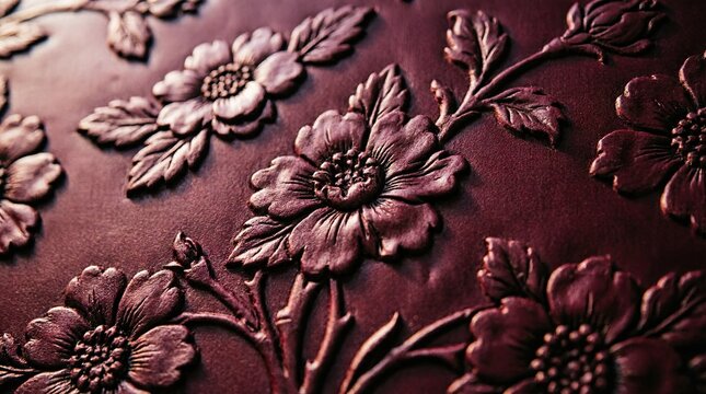 
Embossed dusty rose floral pattern across textured surface

