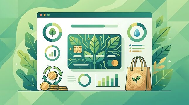 Eco friendly green fintech banking dashboard interface design.