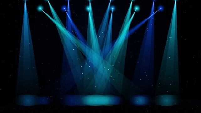 Cyan Stage Spotlights Glowing Light Motion Background Loop